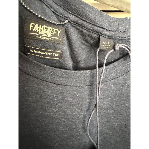 NEW WITH TAGS FAHERTY RESERVE MENS MOVEMENT TSHIRT GREAT FALLS HEATHER BLUE XXL - Picture 3 of 3